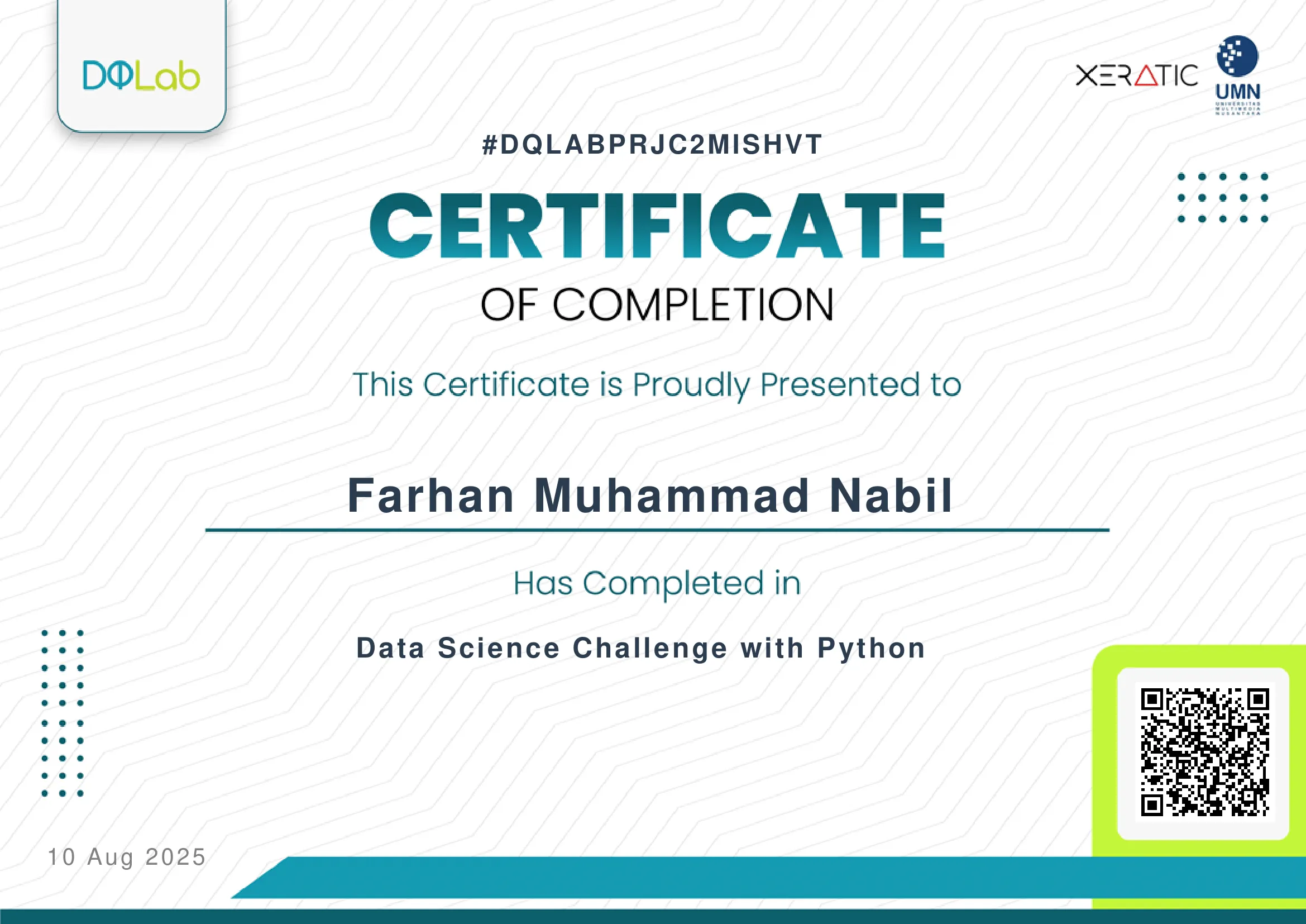 Project Certificate 1