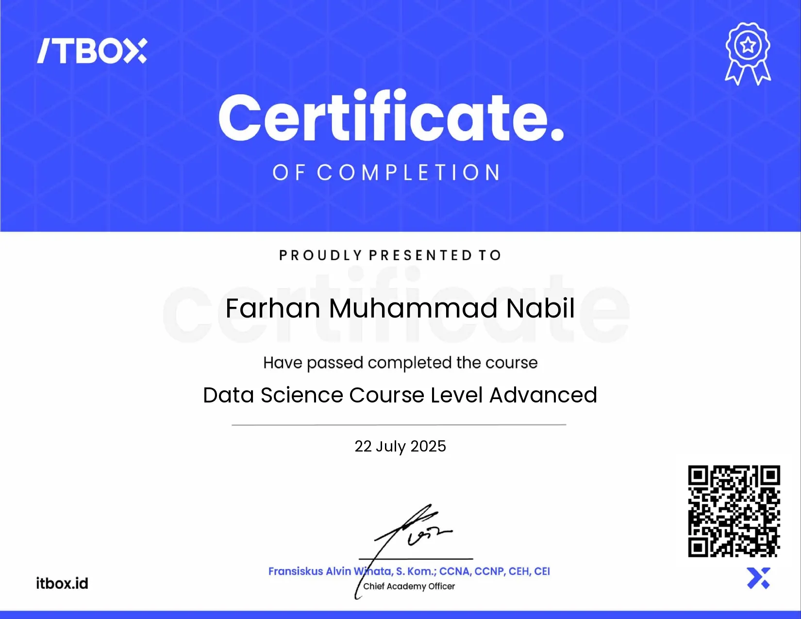 Data Science Course Level Advanced
