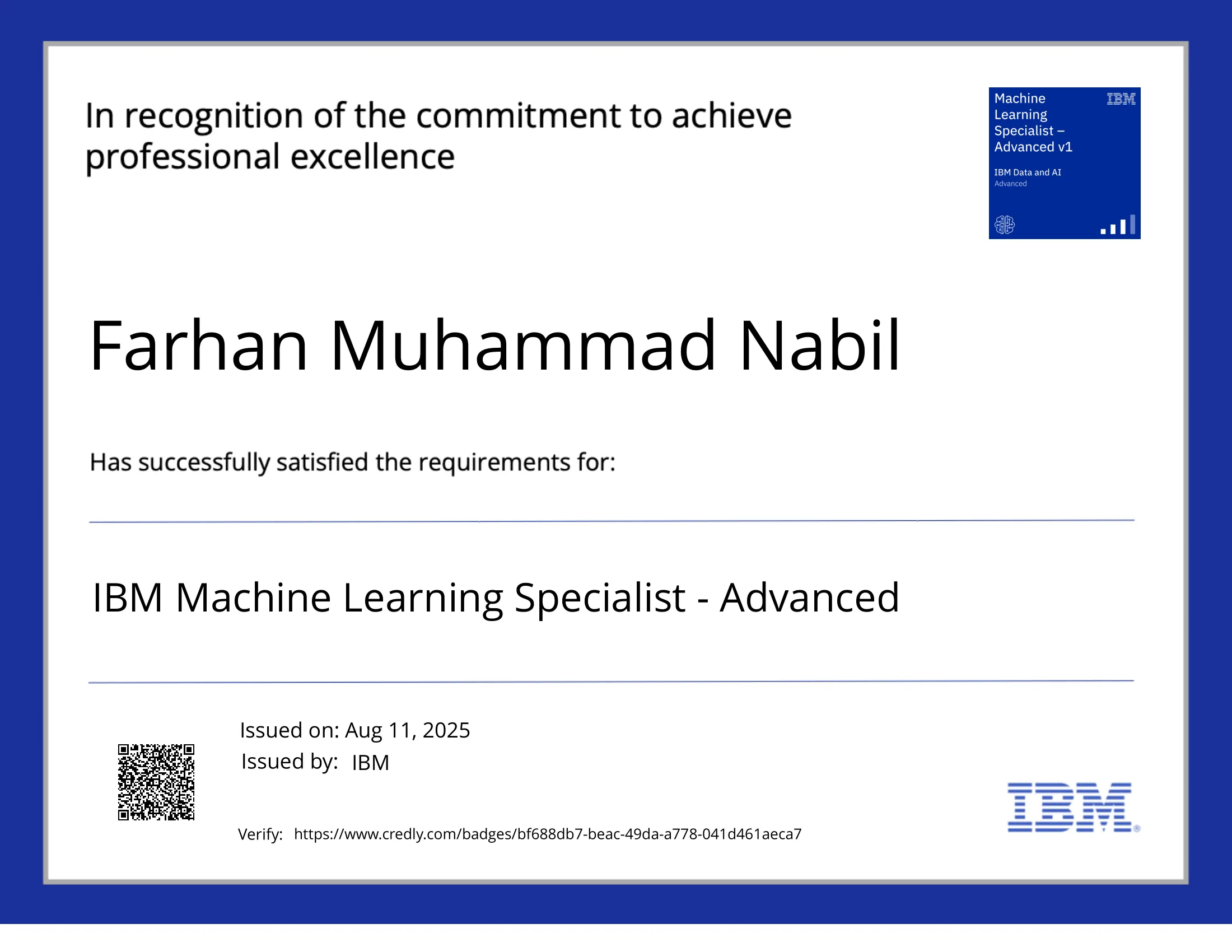 IBM Machine Learning Specialist - Advanced